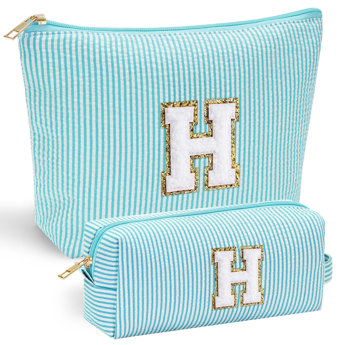 YOOLIFE Personalized Makeup Bag Set in pink with letter options