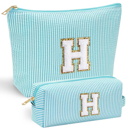 YOOLIFE Personalized Makeup Bag Set in pink with letter options