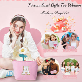 YOOLIFE smaller makeup pouch with initial