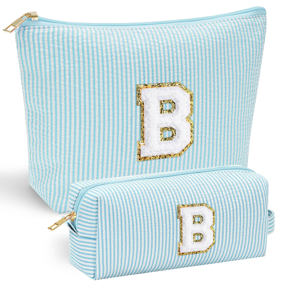 YOOLIFE Travel Makeup Bag front view with chenille letter