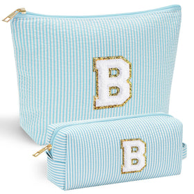 YOOLIFE Travel Makeup Bag front view with chenille letter