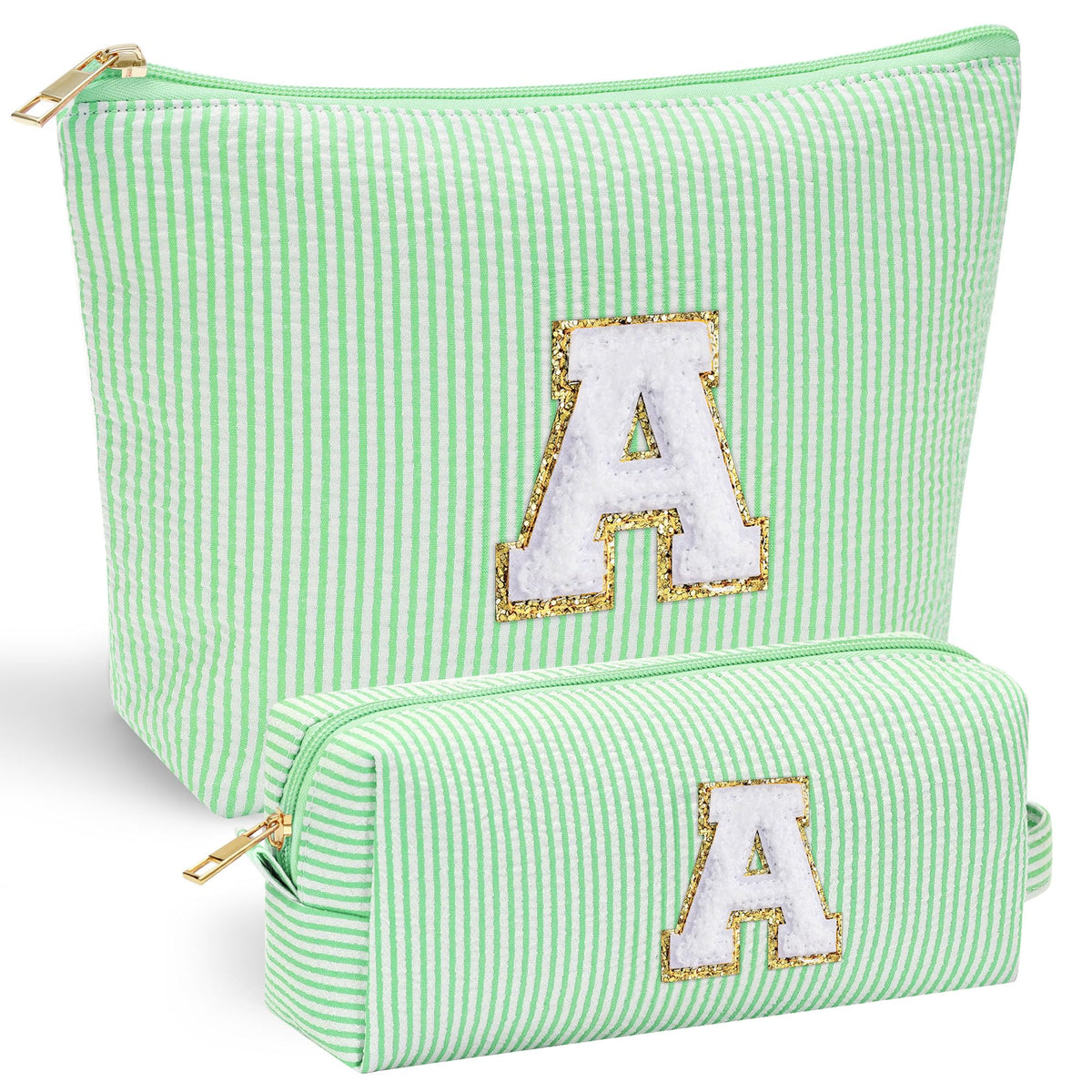 YOOLIFE Travel Makeup Bag in pink with initial letter A