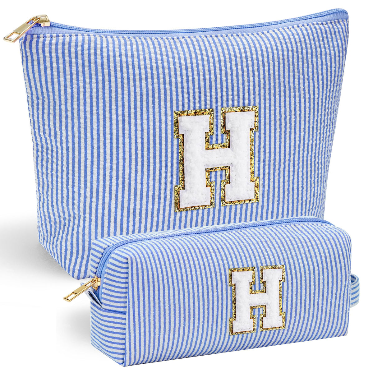 YOOLIFE travel makeup bag set with initial design in pink