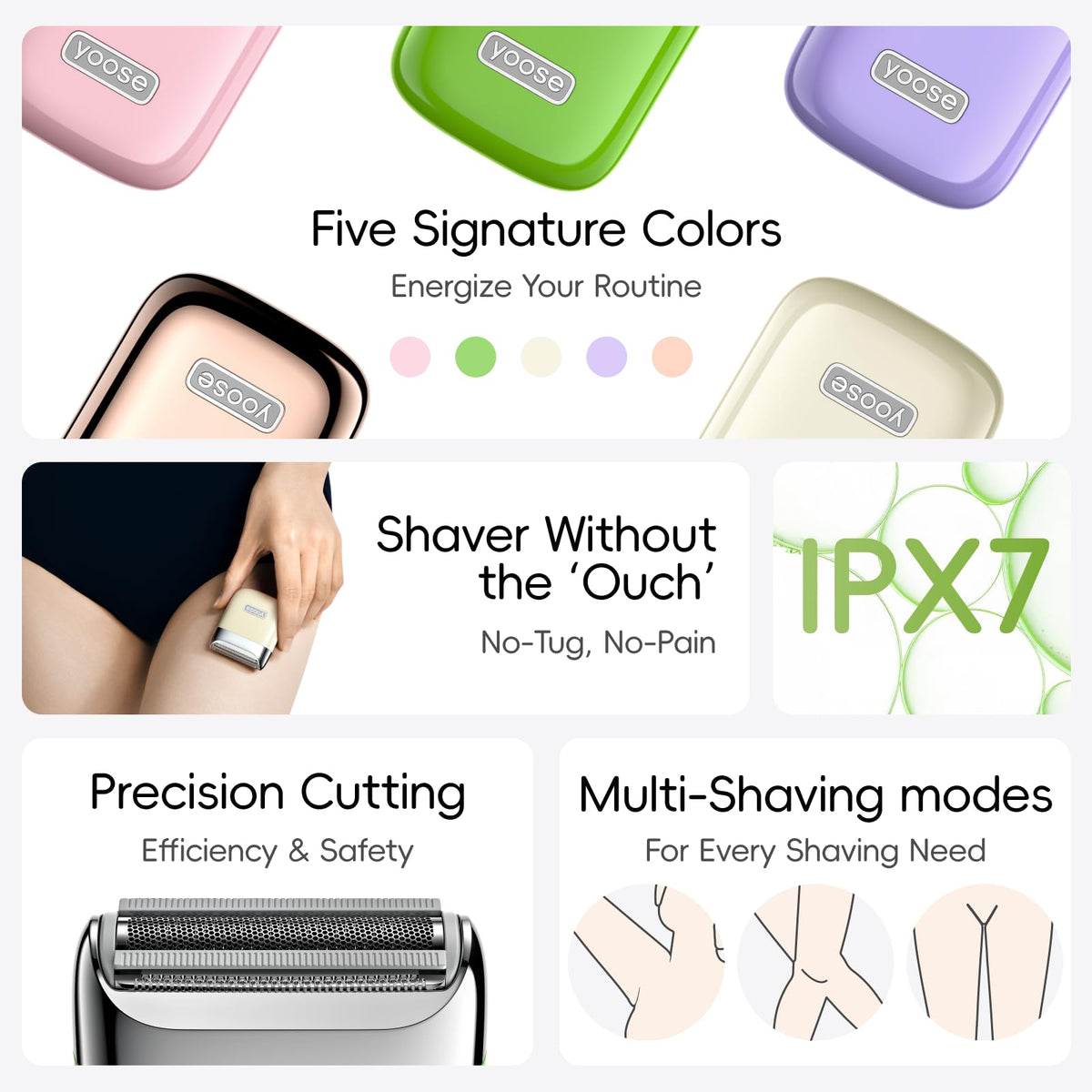 yoose Electric Razor with packaging details
