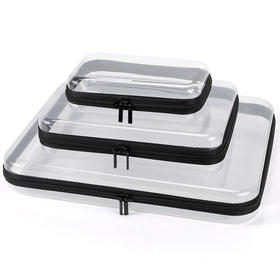 YOPCDJ 3 Pack Clear Hard Shell Zipper Case front view