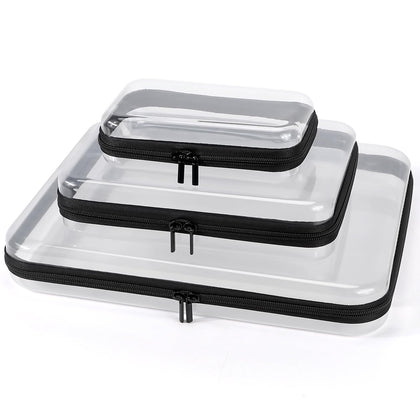 YOPCDJ 3 Pack Clear Hard Shell Zipper Case front view
