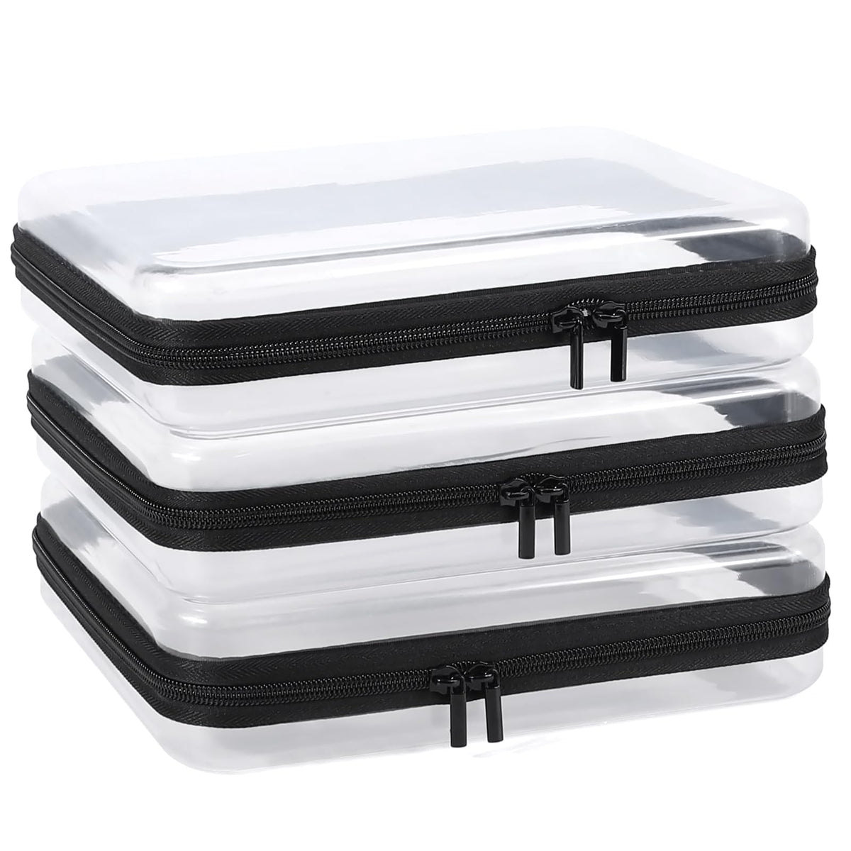 YOPCDJ Clear Hard Shell Zipper Case front view showing transparent design