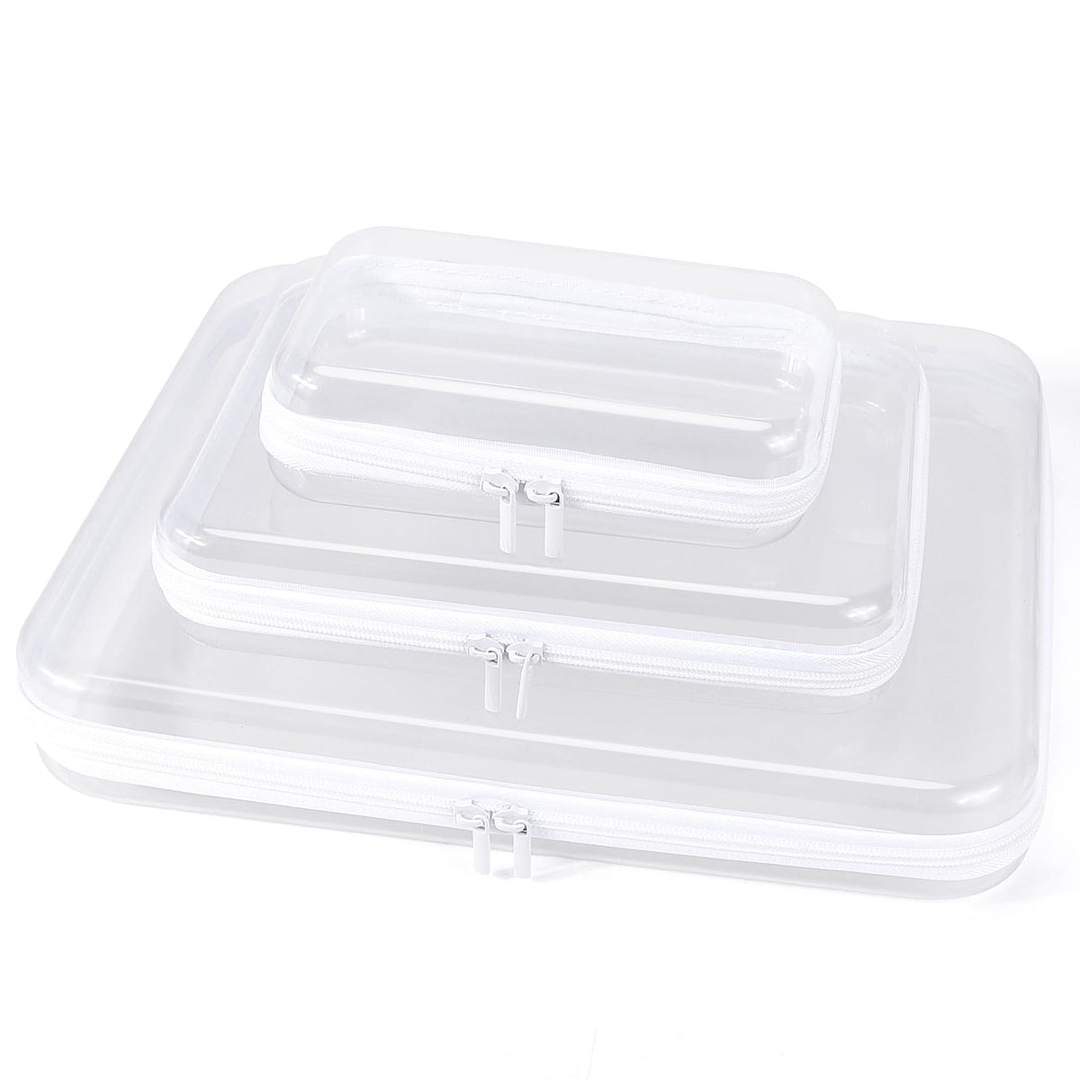 YOPCDJ Clear Hard Shell Zipper Case front view showing transparent design