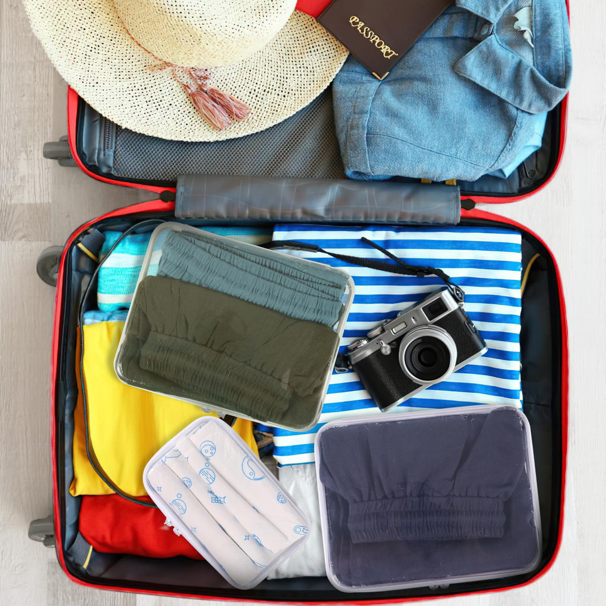 YOPCDJ Clear Hard Shell Zipper Case showing contents for easy access