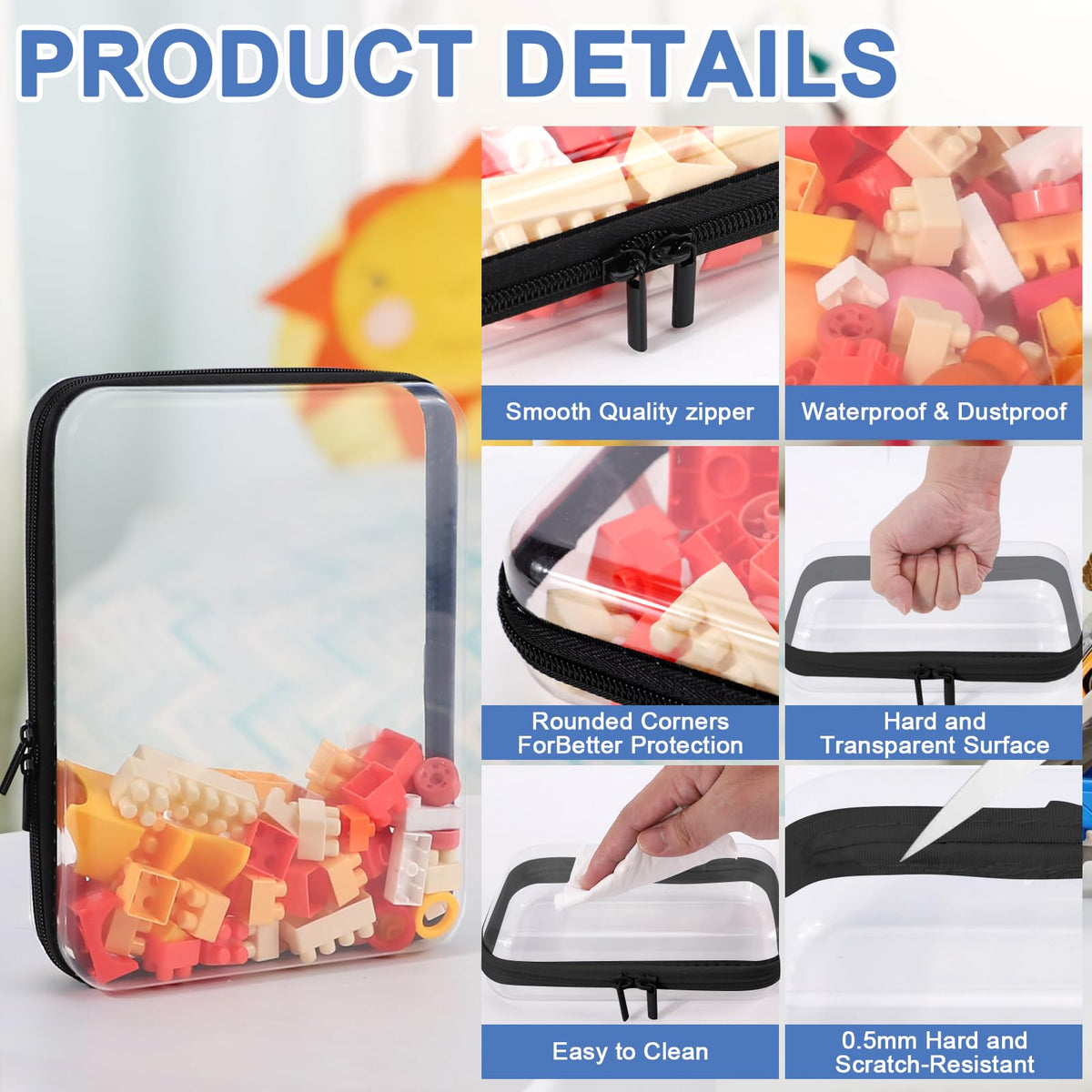 YOPCDJ Clear Zipper Case open displaying makeup
