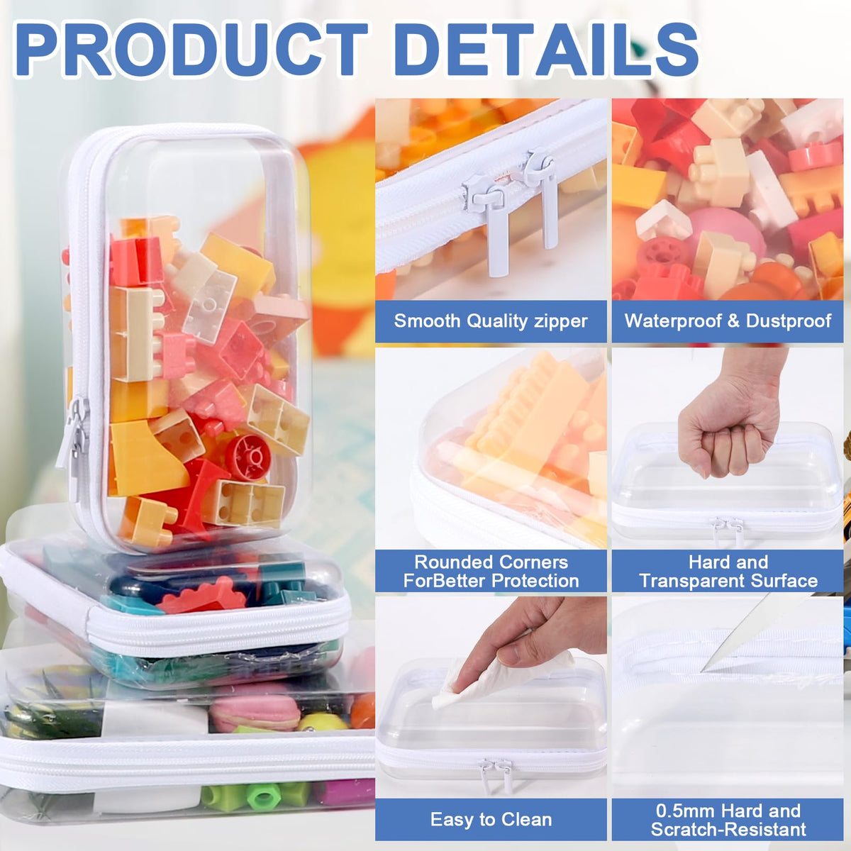 YOPCDJ Clear Zipper Case with secure zipper closure