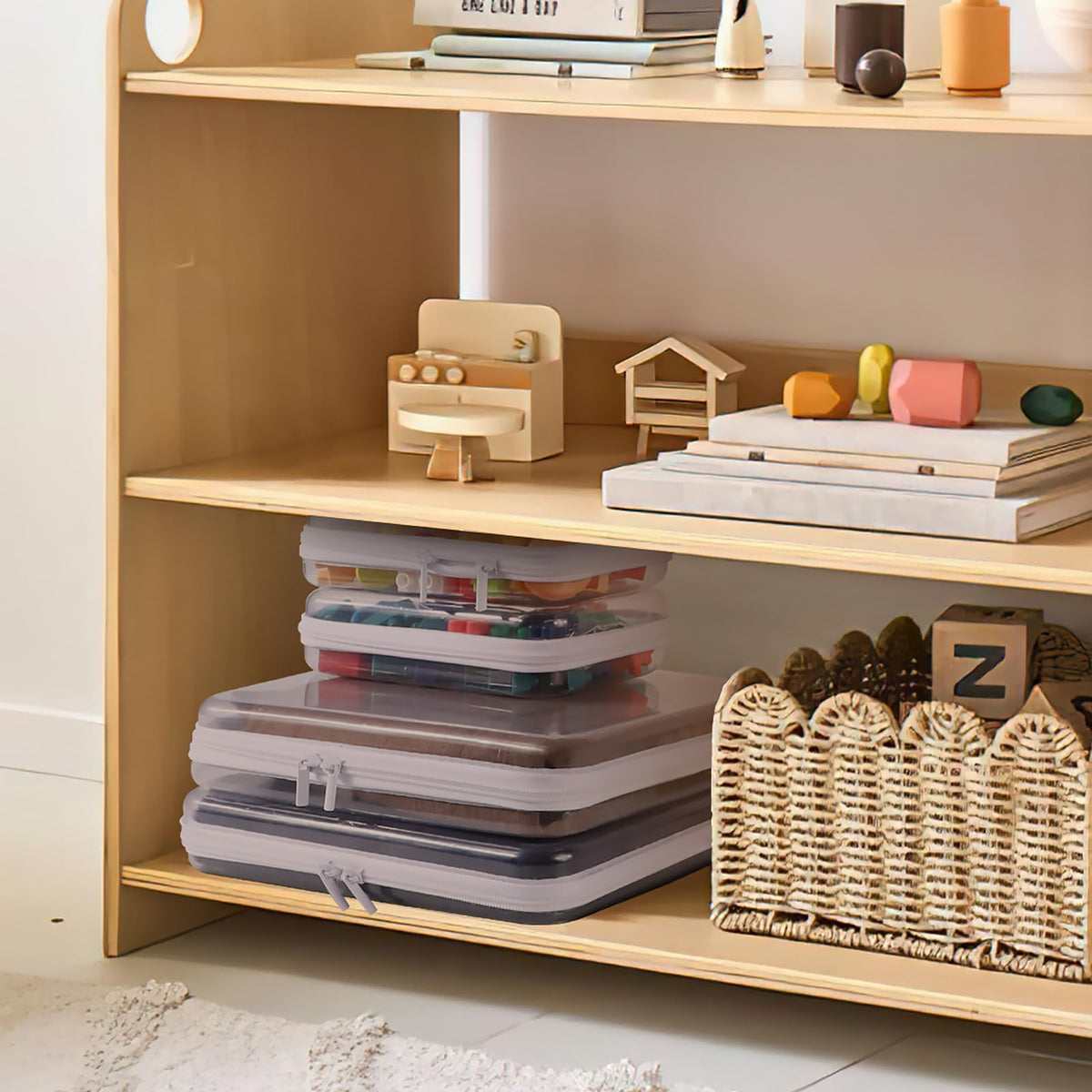 YOPCDJ Clear Zipper Pouches stacked for compact storage