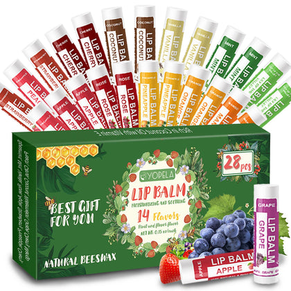 Yopela 28 pack natural lip balm assorted flavours front view