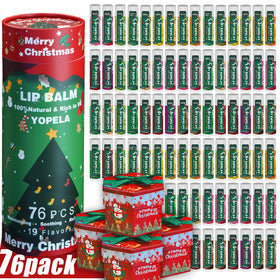 Yopela 76 Pack Christmas Lip Balm Bulk with festive packaging