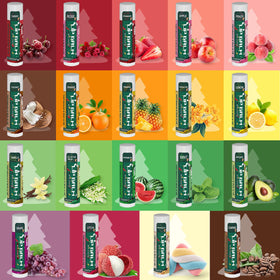 Yopela lip balm flavours including mint, strawberry, and coconut