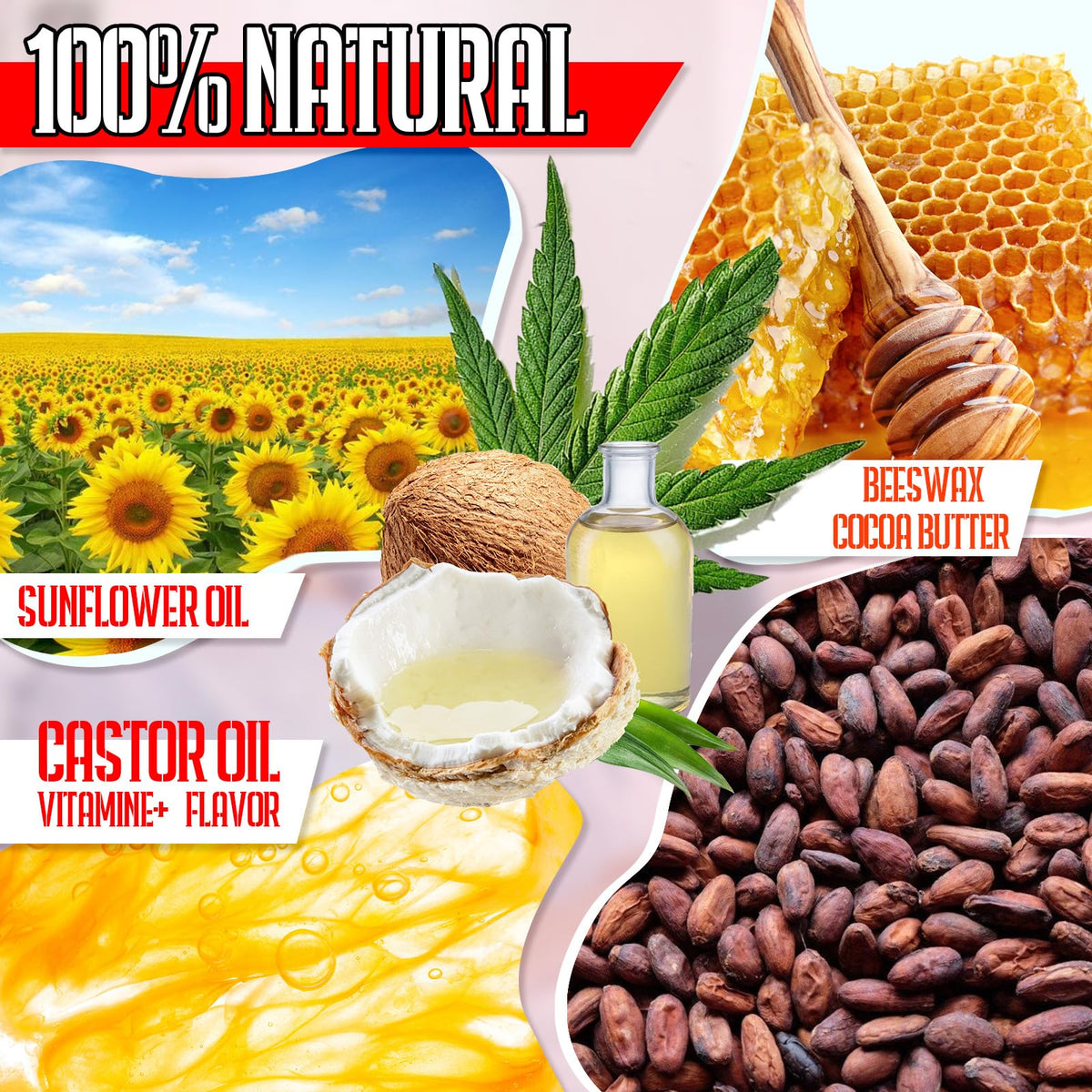 Yopela lip balm on a wooden surface with natural ingredients