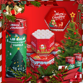 Yopela lip balm variety pack on a festive table