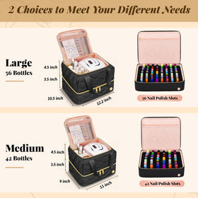YOREPEK Nail Polish Organizer Case open showing upper compartment and mesh pocket