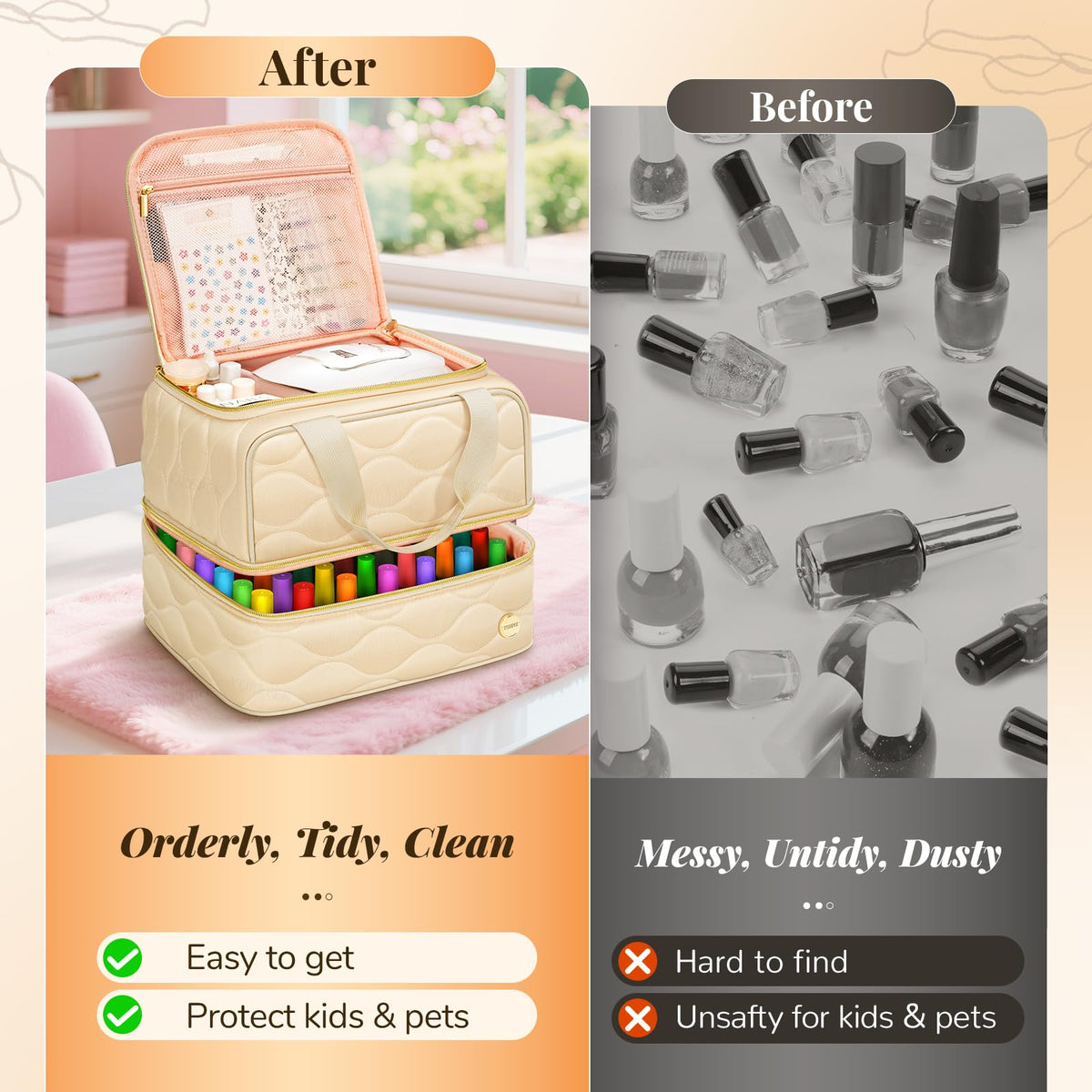 YOREPEK Nail Polish Organizer filled with nail polish bottles