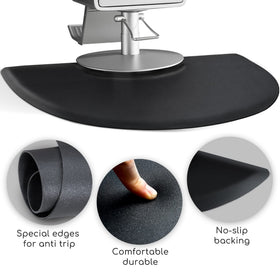 Yoshiko Salon Barber Chair Mat 3'x4' black in salon setting