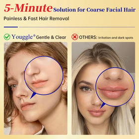 Youggle Facial Hair Removal Cream application on upper lip