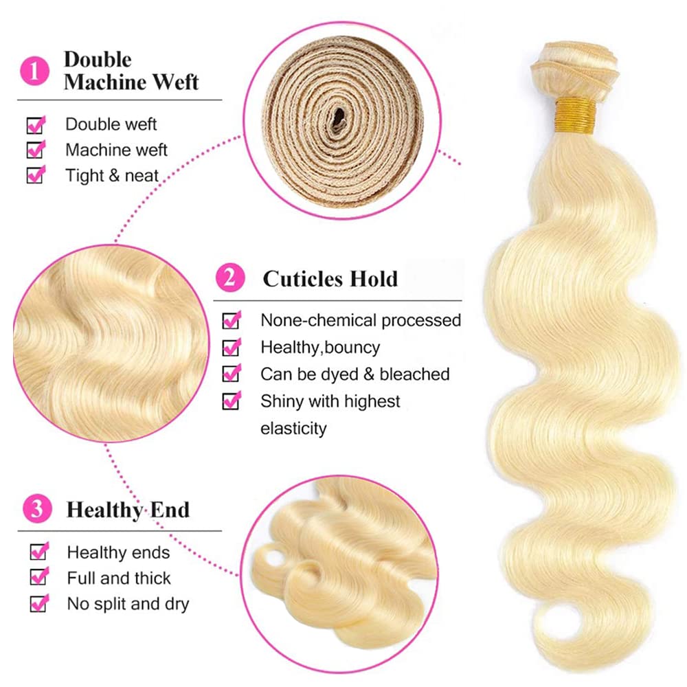 YOUNGHANN Blonde Bundles 613 Body Wave close-up of texture