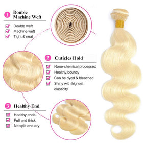 YOUNGHANN Blonde Bundles 613 Body Wave close-up of texture
