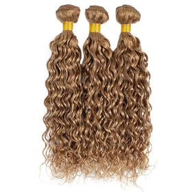 YOUNGHANN Honey Blonde Water Wave Hair Bundles in a hairstyle