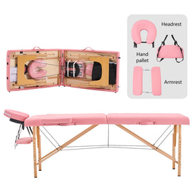 YOUNIKE Portable Massage Table front view in pink