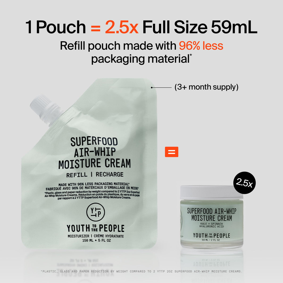 Youth To The People Superfood Air-Whip Moisturizer refill pouch back view