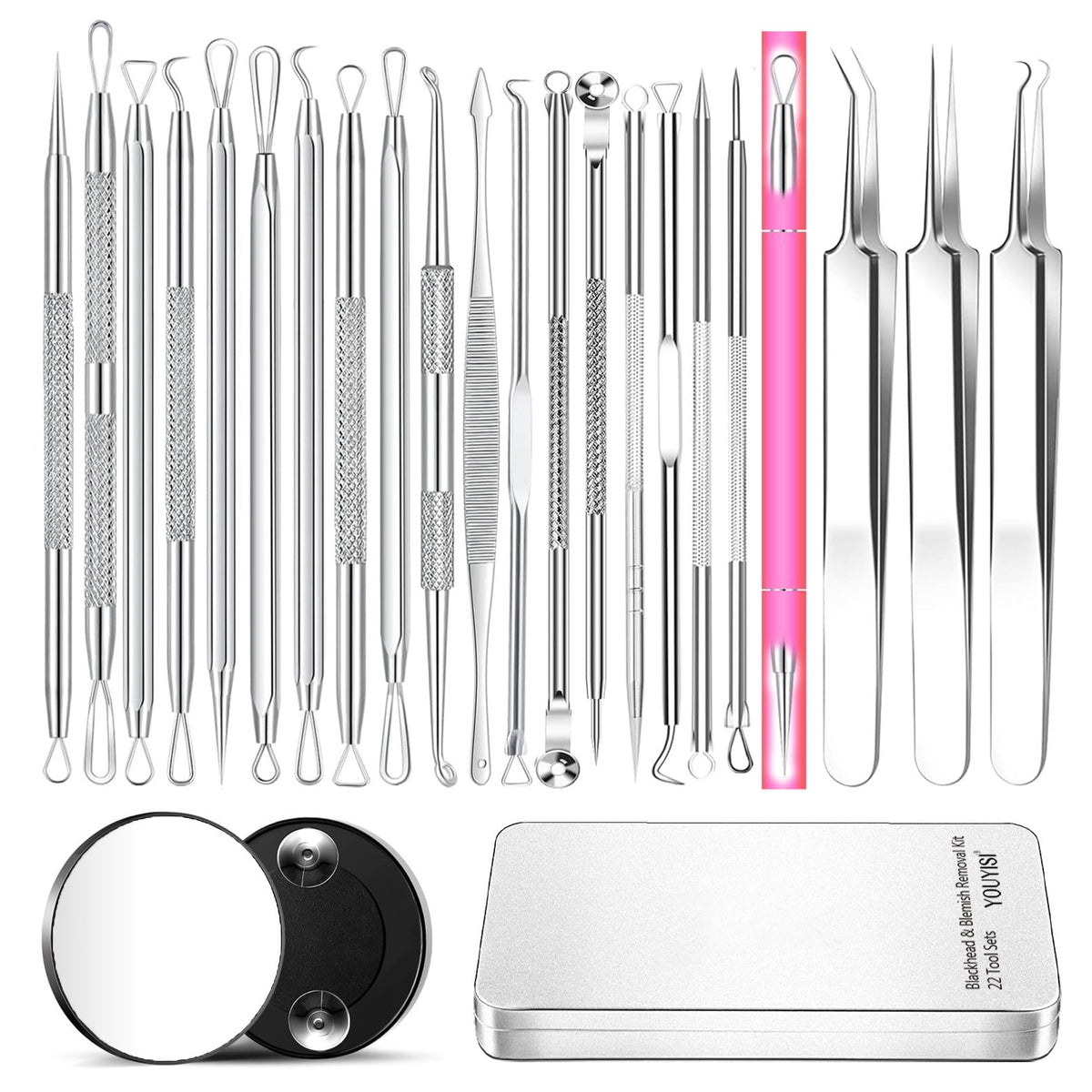 YOUYISI Pimple Popper Tool Kit 22Pcs front view