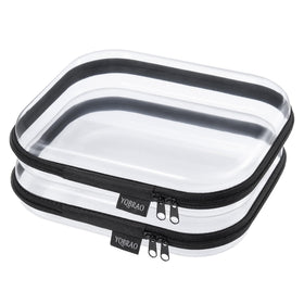 YQBRAO Clear Hard Shell Organizer Set, black front view
