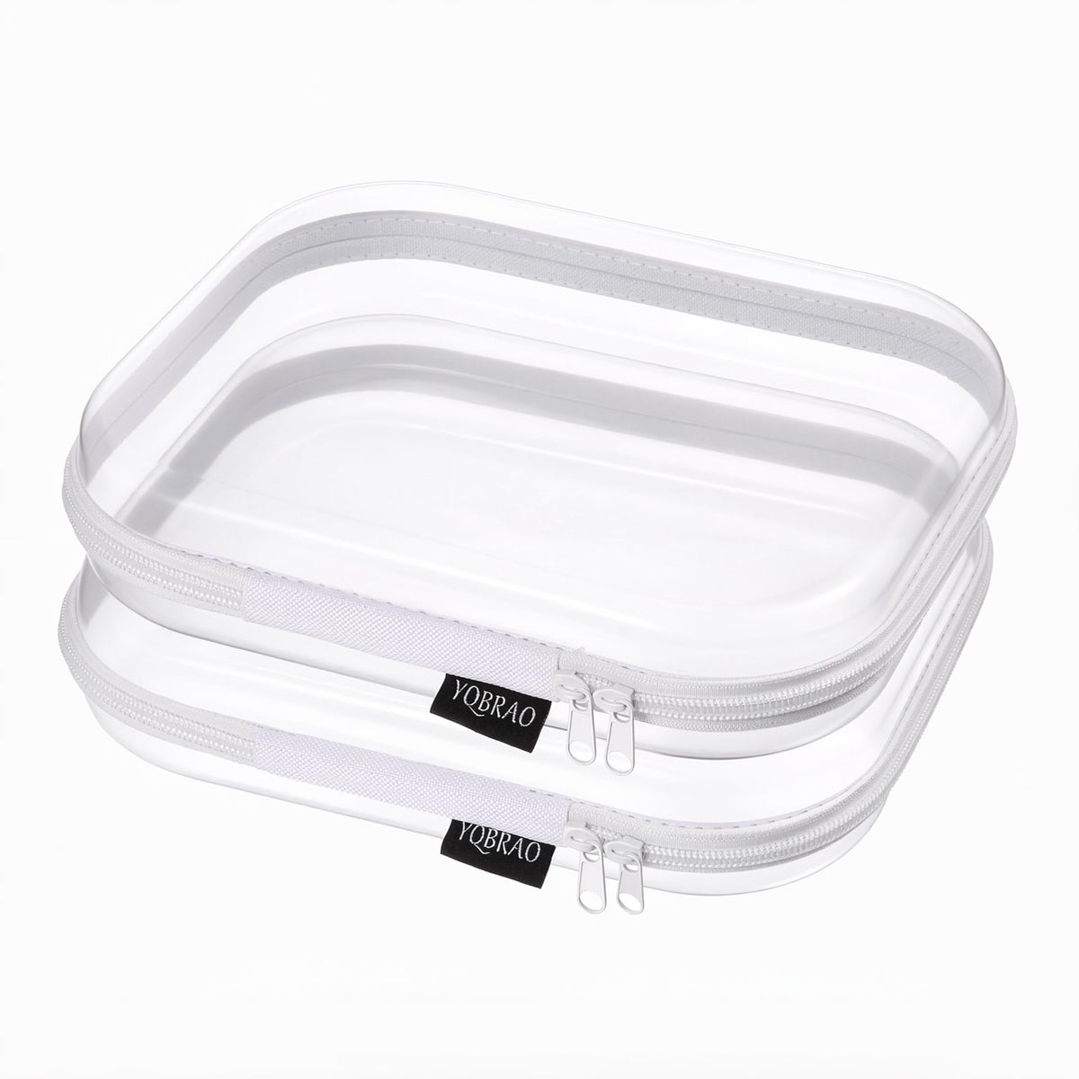 YQBRAO Clear Hard Shell Organizer Set front view, white