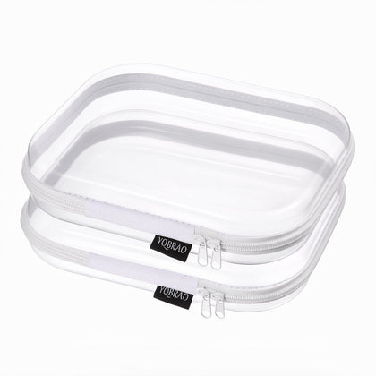 YQBRAO Clear Hard Shell Organizer Set front view, white