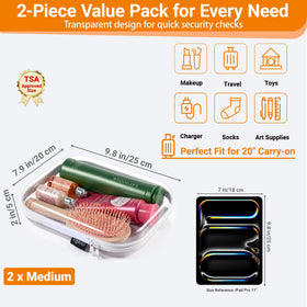 YQBRAO Clear Hard Shell Organizer Set with toiletries inside