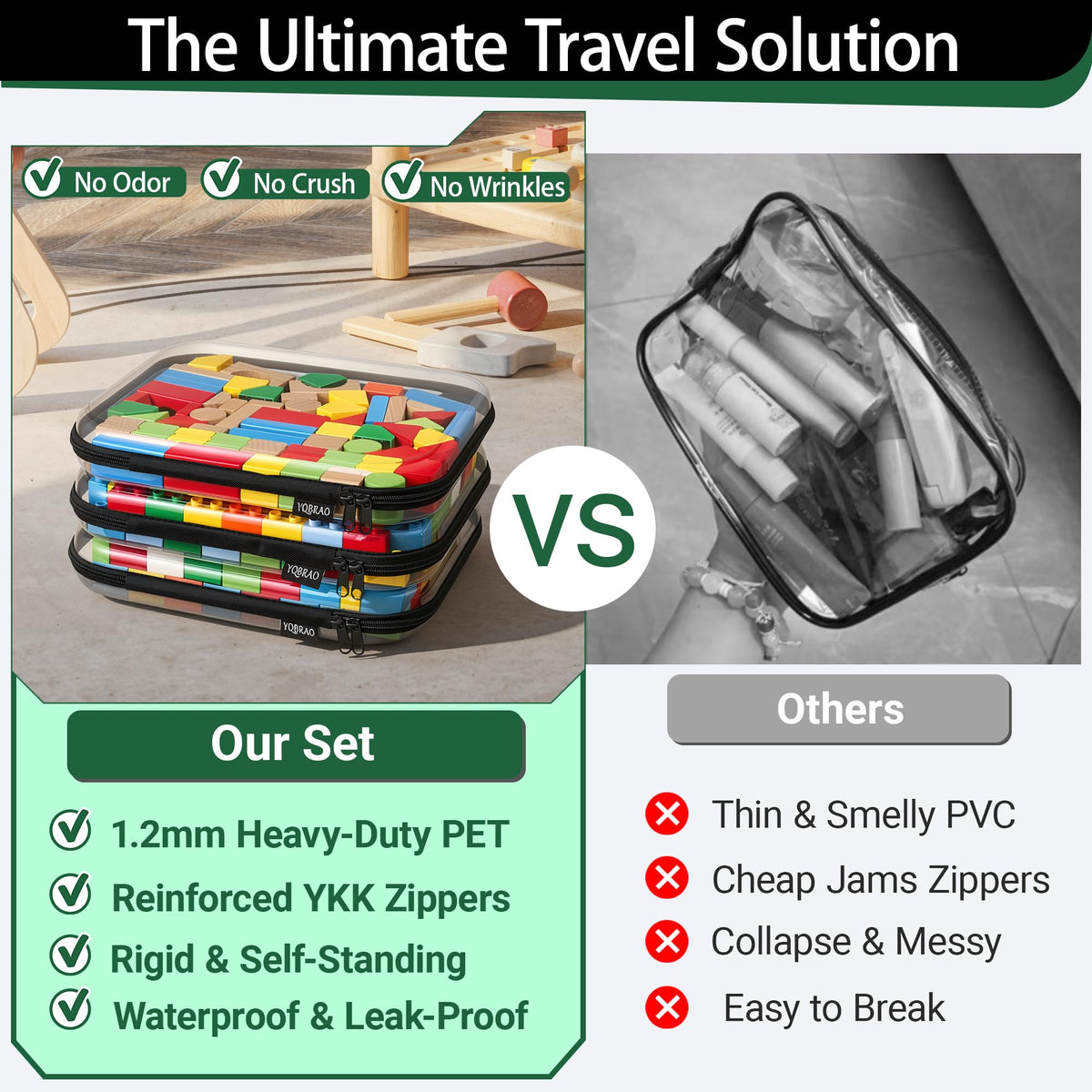 YQBRAO Clear Hard Shell Organizer showing transparent panel