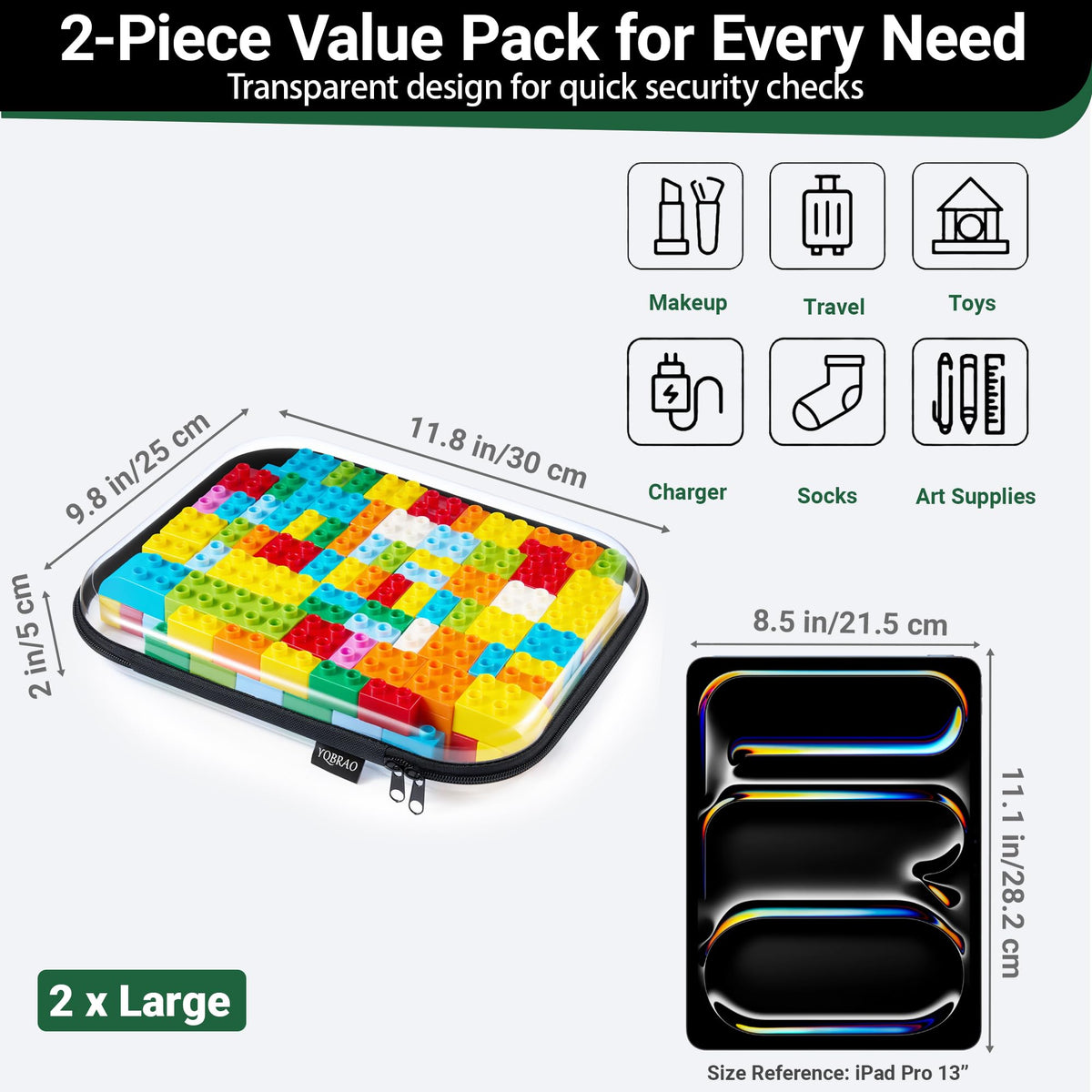 YQBRAO Clear Hard Shell Organizer with office supplies