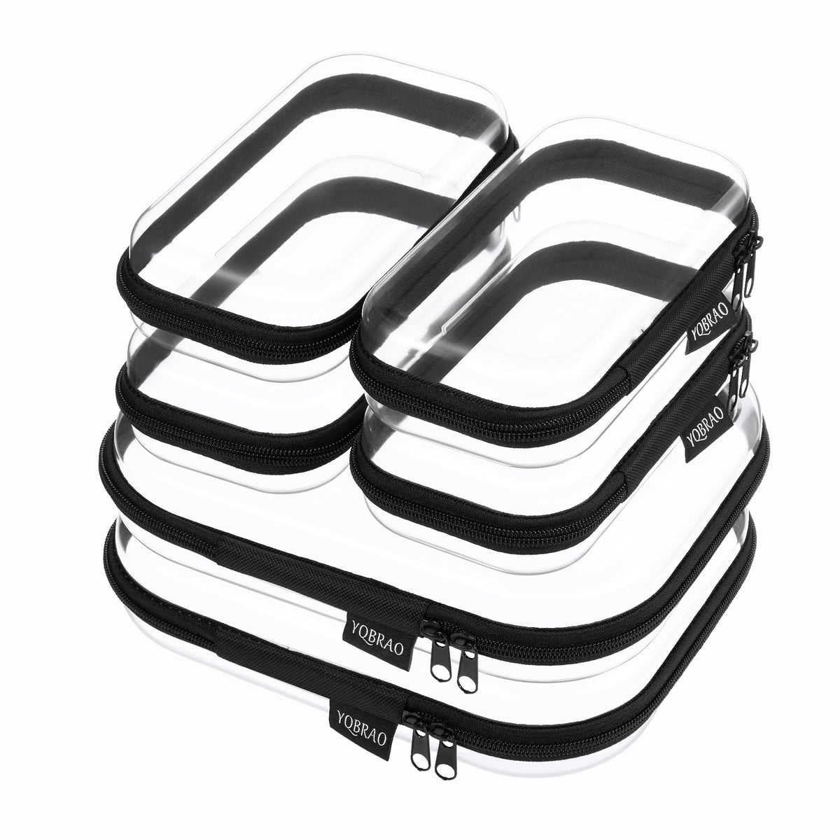 YQBRAO Clear Hard Shell Zipper Case front view