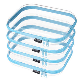 YQBRAO Clear Hard Shell Zipper Case front view in blue