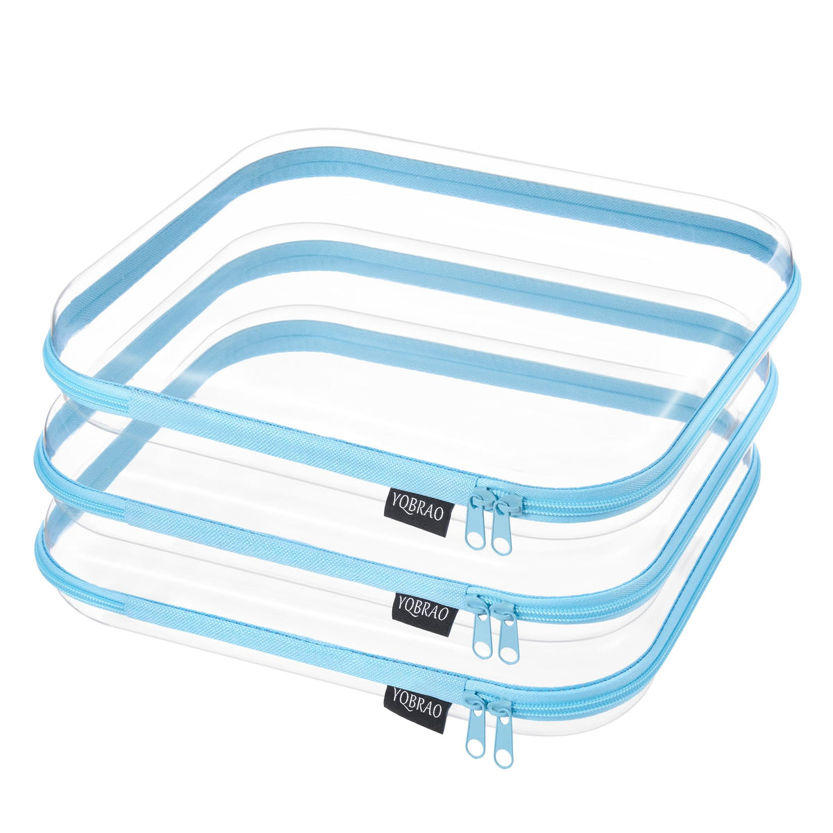 YQBRAO Clear Hard Shell Zipper Case front view in blue