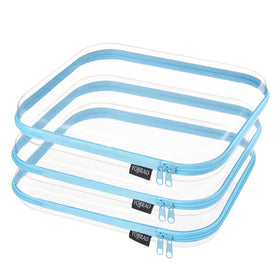 YQBRAO Clear Hard Shell Zipper Case front view in blue