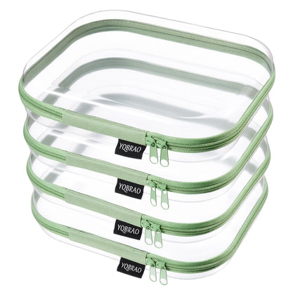 YQBRAO Clear Hard Shell Zipper Case front view in green