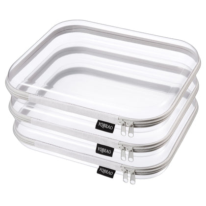 YQBRAO Clear Hard Shell Zipper Case front view in grey