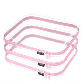 YQBRAO Clear Hard Shell Zipper Case front view in pink