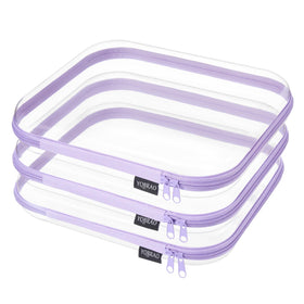 YQBRAO Clear Hard Shell Zipper Case front view in purple