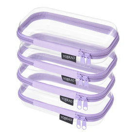 YQBRAO Clear Hard Shell Zipper Case front view in purple