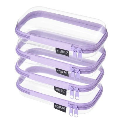 YQBRAO Clear Hard Shell Zipper Case front view in purple