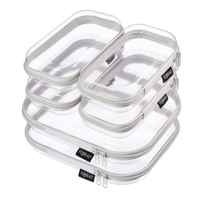 YQBRAO Clear Hard Shell Zipper Case front view with grey finish