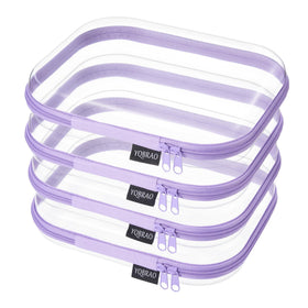 YQBRAO Clear Hard Shell Zipper Case front view with purple design