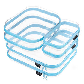 YQBRAO Clear Hard Shell Zipper Case set with blue trim